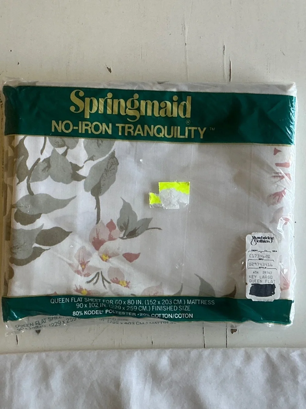 NIP Springmaid Vintage Queen Flat Sheet Key Largo Floral + 2 King pillowcases